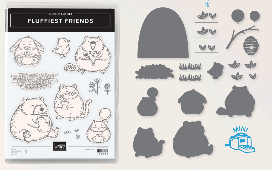 Stempelset Fluffiest Friends mit passenden Stanzformen von Excusiv Online Stampin´Up!